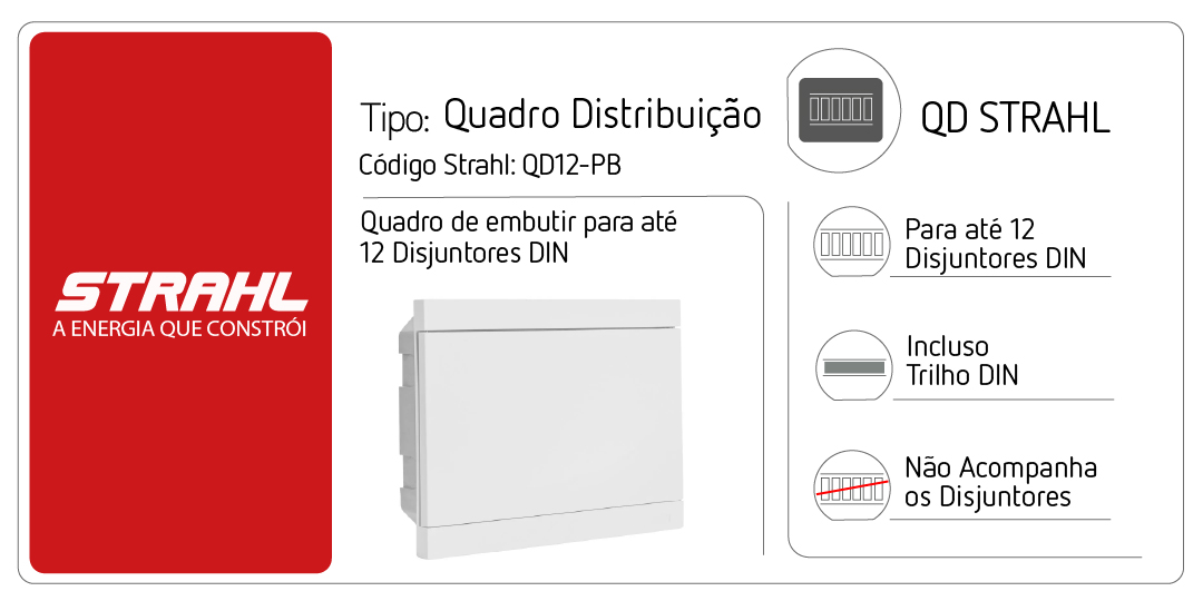 Quadro de Distribuição QD12-PB STRAHL