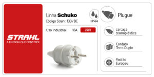 Plugue Modelo Alemão Schuko STRAHL - 133/BC